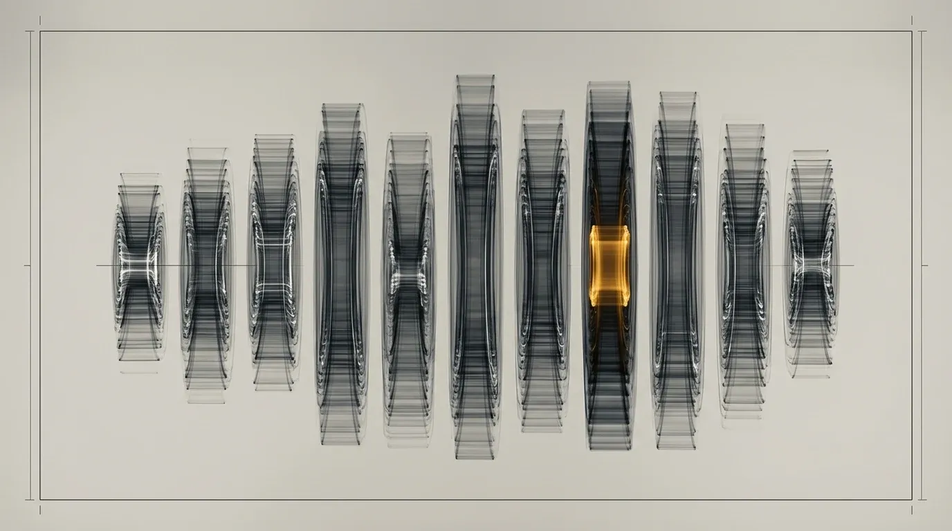 A spot-market ticker abstracted into pulsing volumetric columns, isolated on a seamless studio backdrop, nothing else in frame