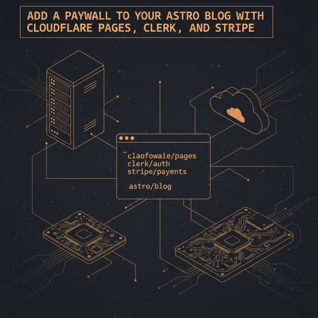Astro blog paywall architecture diagram showing Cloudflare Pages, Clerk authentication, and Stripe payment flow
