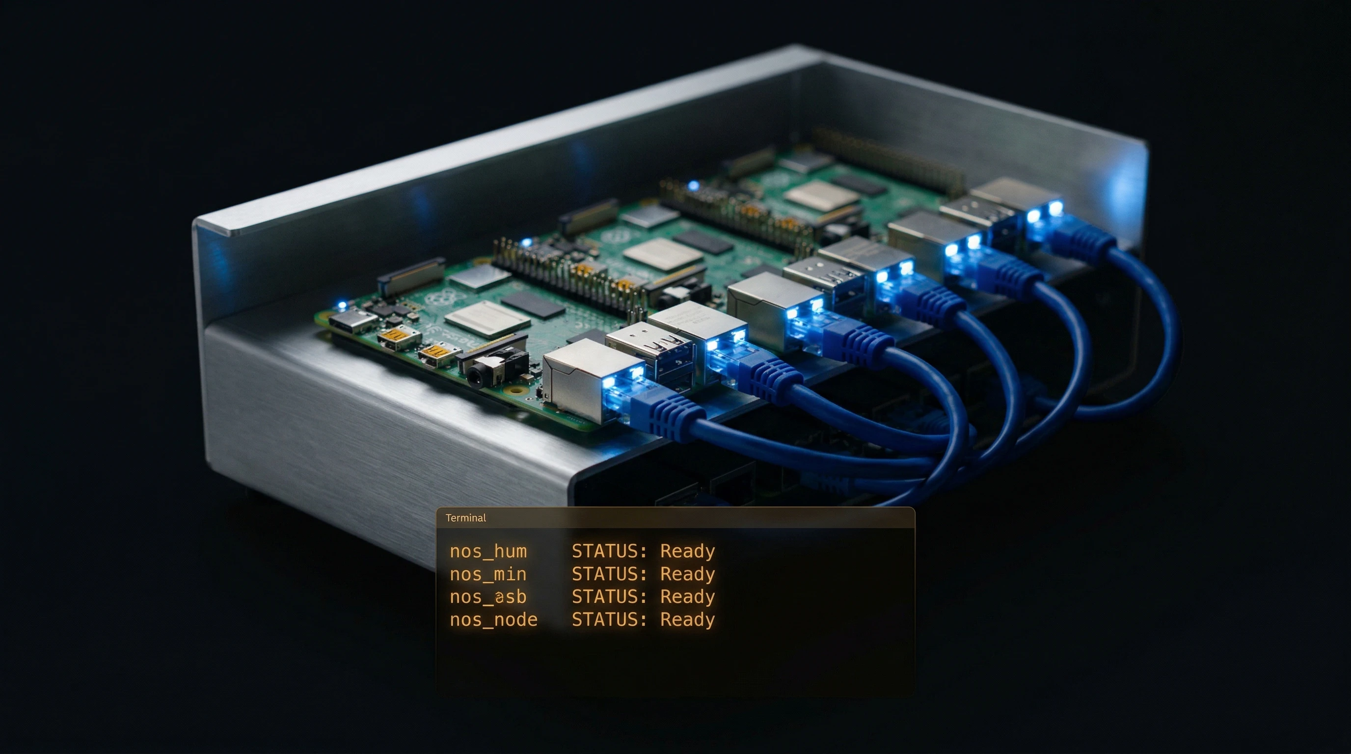 Terminal showing kubectl get nodes output with a 3-node K3s cluster running on homelab hardware